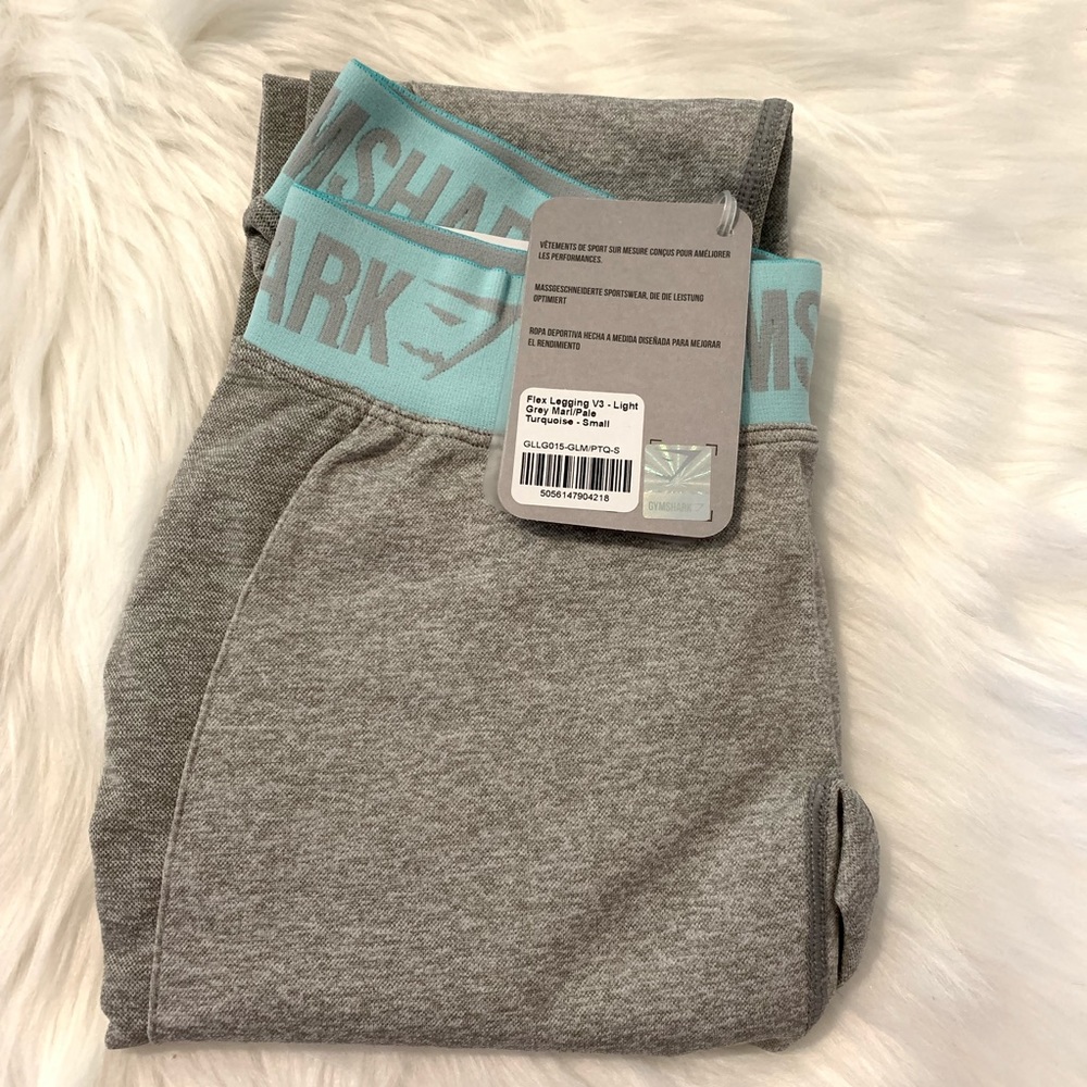 Nwt gymshark flex legging light grey turquoise S - Picture 6 of 6